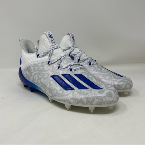 New Adidas Adizero Young King Blue White Floral Football Cleats FU6707